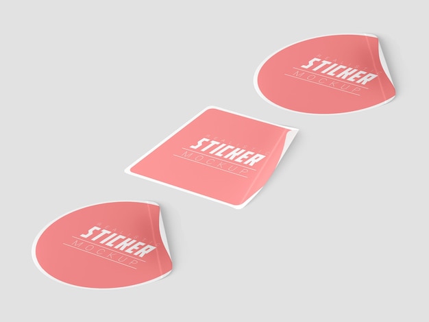 Perspective sticker set mockup