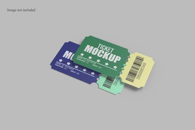 PSD perspective ticket mockup for showcasing your design to clients