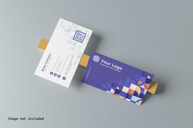 PSD perspective two colorful business card mockup