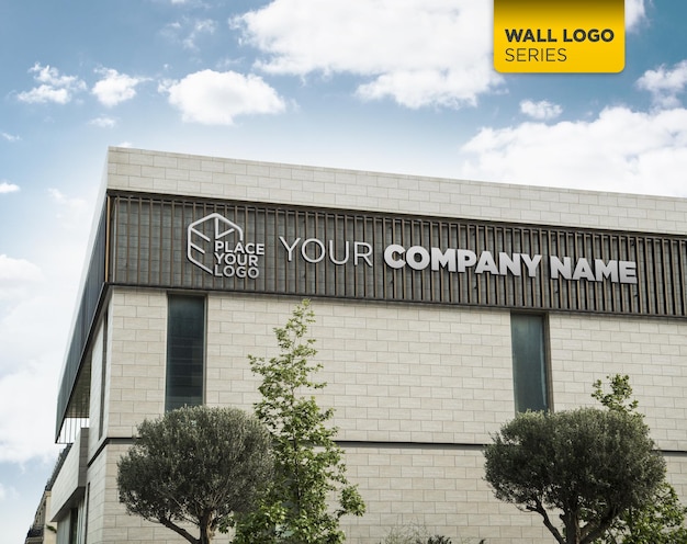 perspective view building facade sign mockup