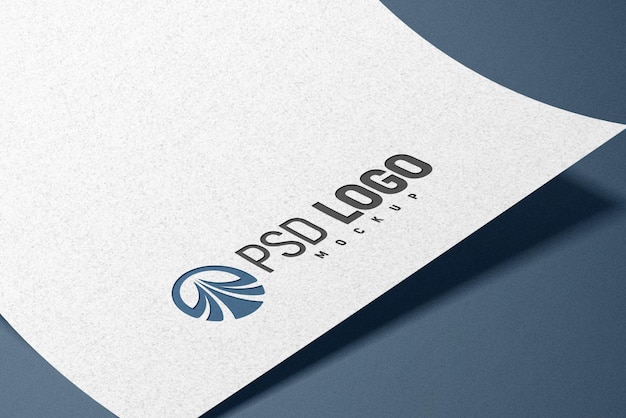 Perspective view logo mockup on paper