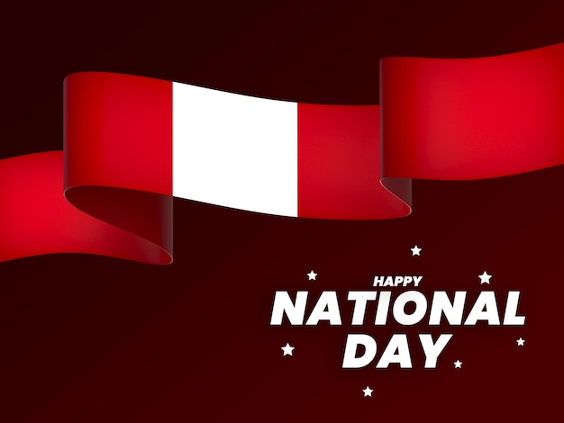 PSD peru flag element design national independence day banner ribbon psd