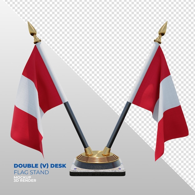 PSD peru realistic 3d textured double desk flag stand for composition