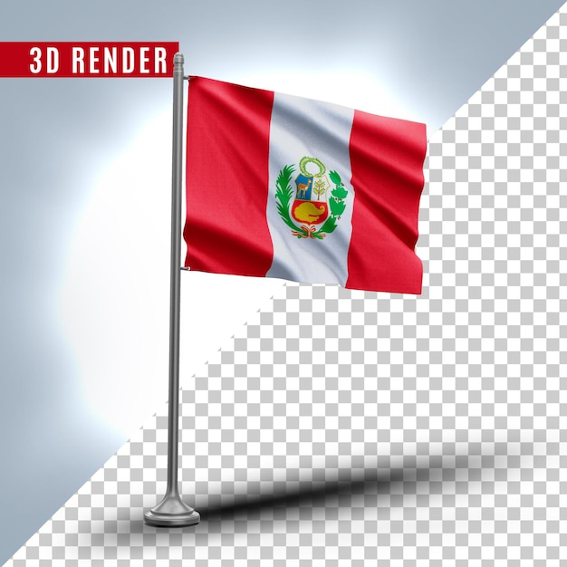 PSD peru realistische 3d getextureerde vlag premium psd