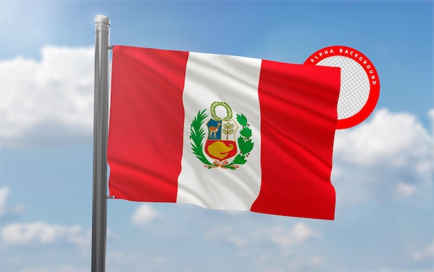 PSD peru realistische 3d getextureerde vlag premium psd