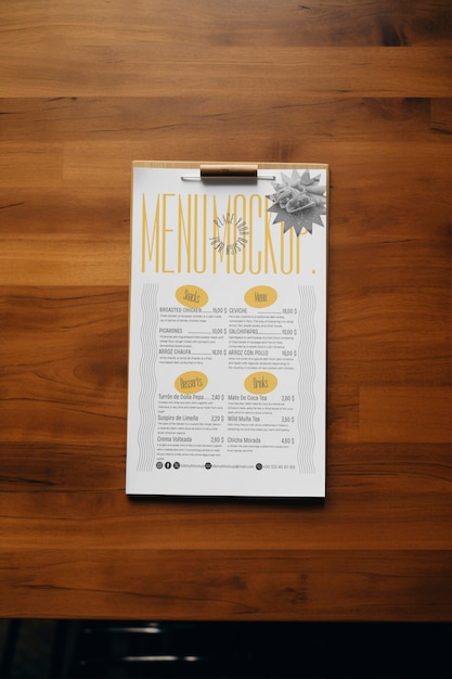 PSD peruaans menu mockup ontwerp