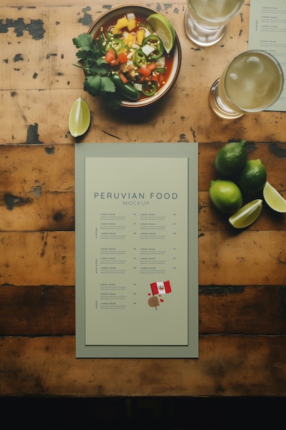 PSD design del menu mokcup peruviano