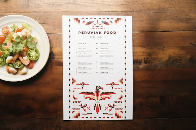 PSD design del menu mokcup peruviano