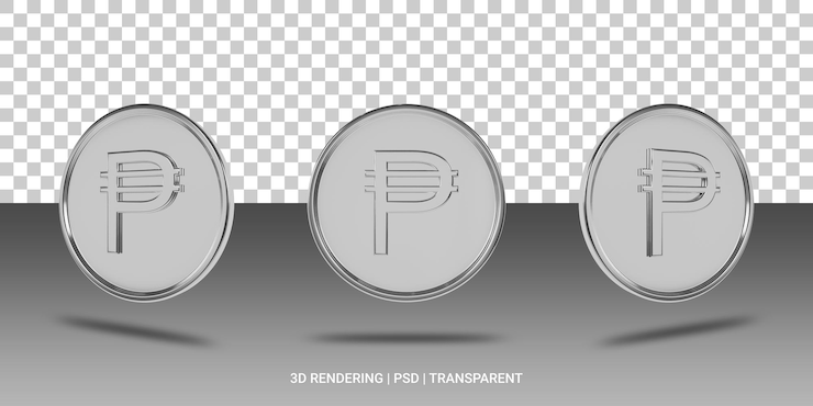 PSD peso silver coin 3d icon