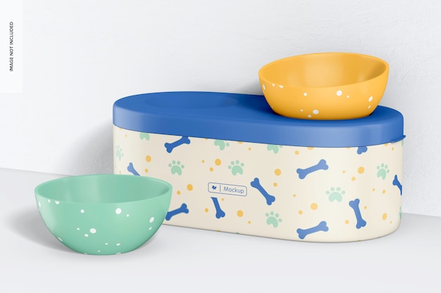 Pet Bowl Holder Mockup, Right View