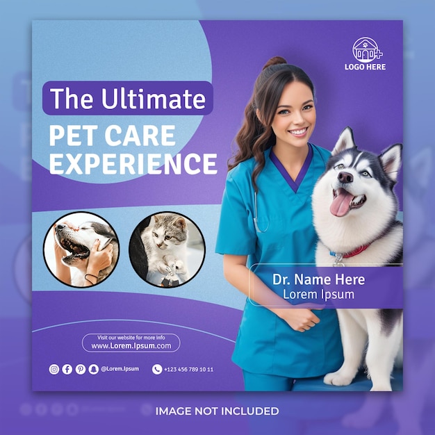 Pet care center social media square post design