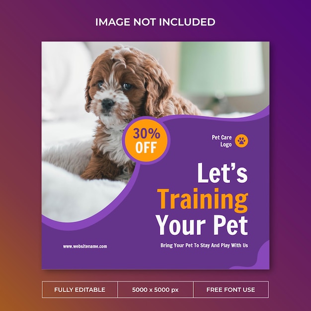 PSD pet care instagram post social media template