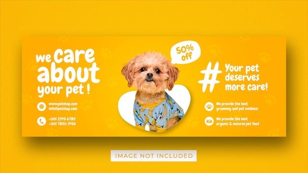 Pet care promotion social media facebook cover banner template