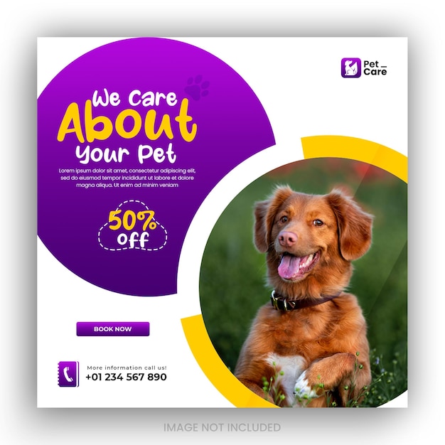 PSD modello di banner web promozione cura degli animali domestici