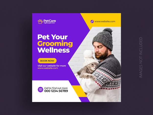 Pet care service instagram post banner template