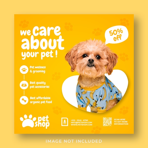 PSD pet care service promotion social media instagram post banner template