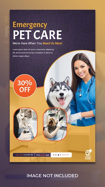 PSD pet care service promotional social media story design