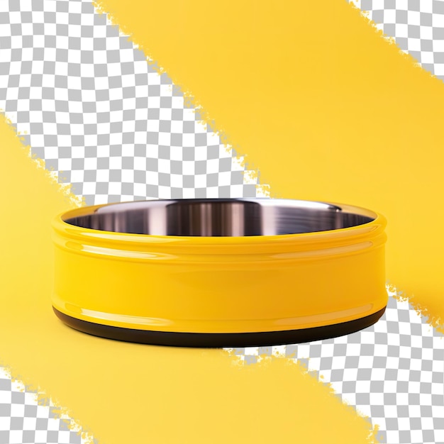 Ciotola di cibo per animali domestici gialla isolata su sfondo trasparente