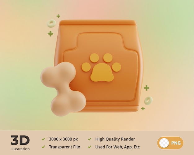 Pet food grocery 3d illustration