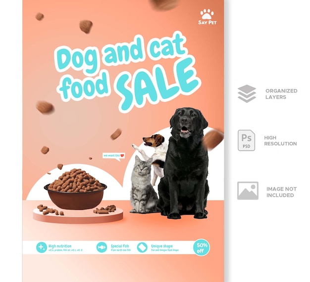 pet food sale advertisement cat or dog flyer