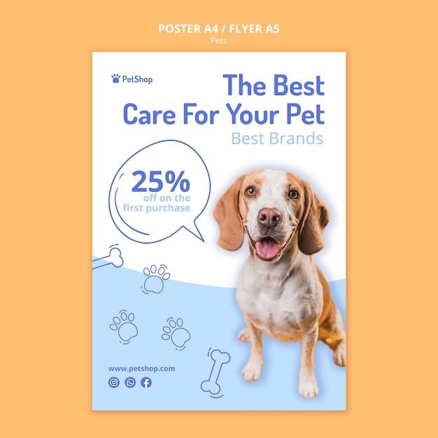 PSD pet food shop business vertical flyer template