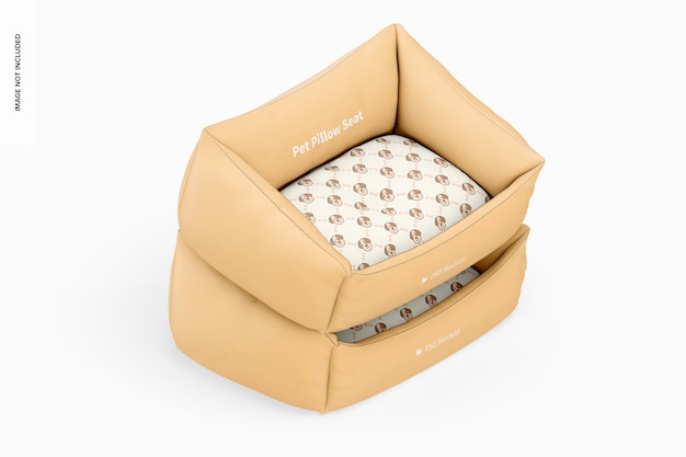 Pet Pillow Seat Mockup, Isometric View