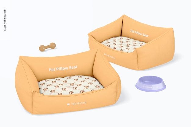 Mockup di sedili per cuscini per animali domestici, prospettiva