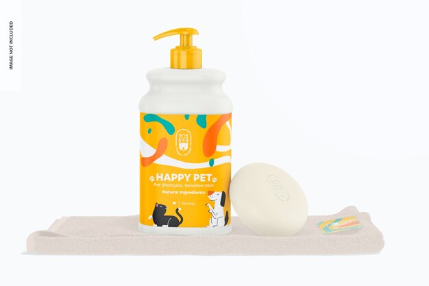 PSD mockup di bottiglia di shampoo per animali domestici, vista frontale