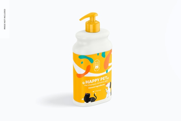 Pet Shampoo Bottle Mockup, Perspective