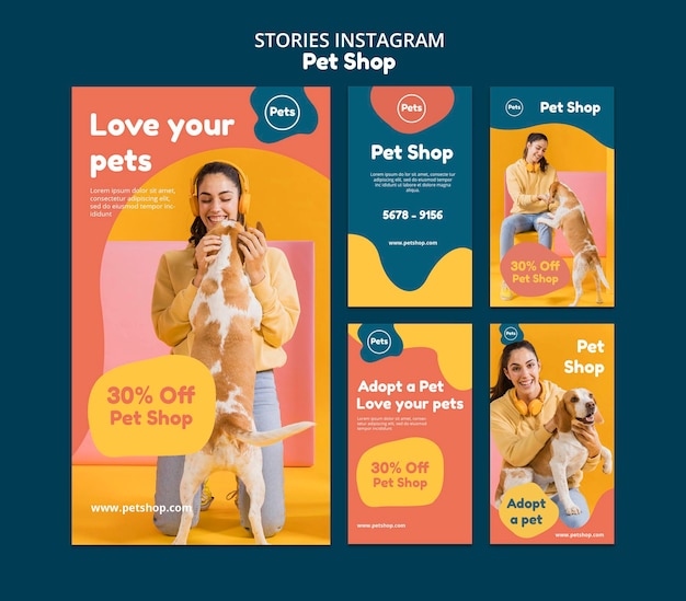 PSD storie di instagram del negozio di animali