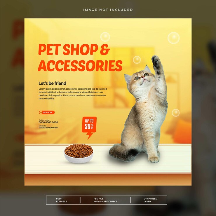 PSD pet shop media social post banner template