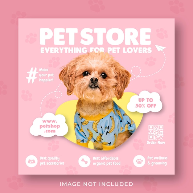 Pet shop promotion social media Instagram post banner template