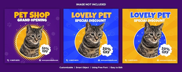 PSD pet shop social media template design banner instagram post