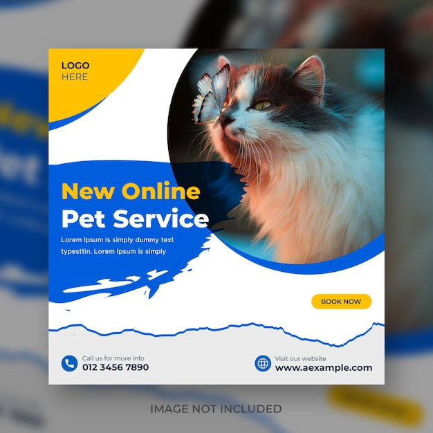 Pet Square banner and social media post template