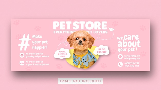 Pet store promozione social media facebook cover banner template