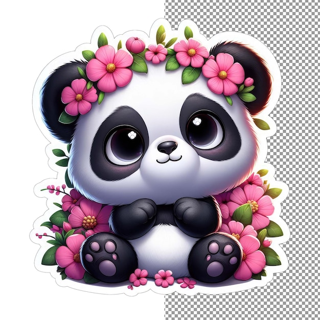 Petal panda adorable bear among blooms sticker