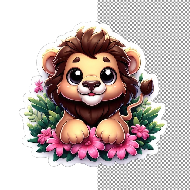 PSD petal pride lion con l'etichetta della corona della natura