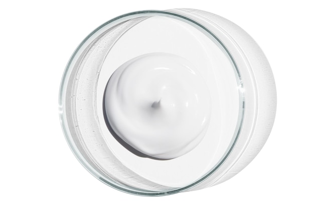 PSD petri dish isolated on empty background a smear of cosmetic cream in a petri dish