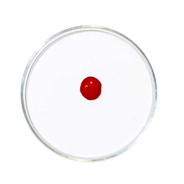 Petri dish with drops of blood on an empty background png