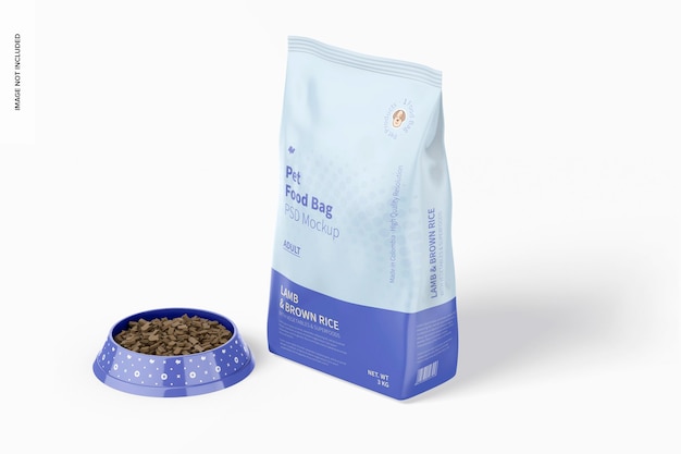 Pets Food Bag with Pet Bowl Mockup