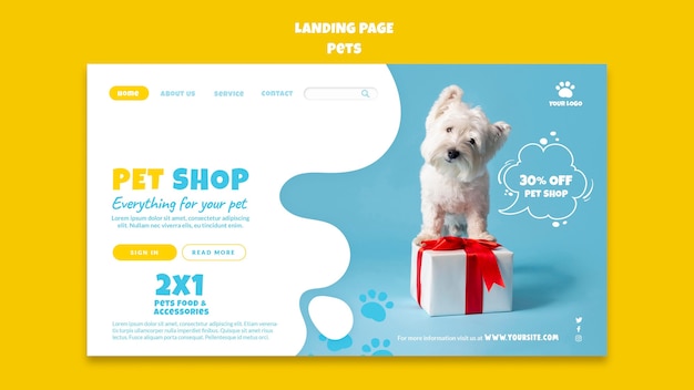 Pets shop landing page template