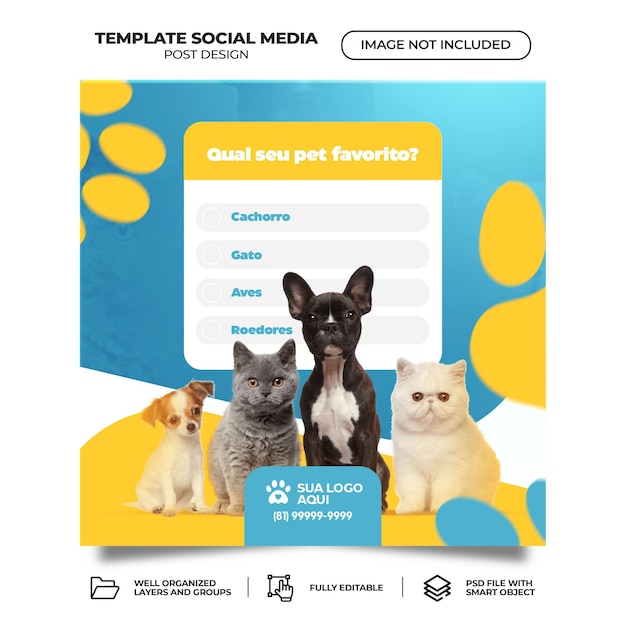 PSD negozio di animali domestici post sui social media modello di banner psd portoghese brasiliano