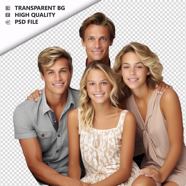 PSD pewna siebie rodzina amerykański styl realistyczny białe tło