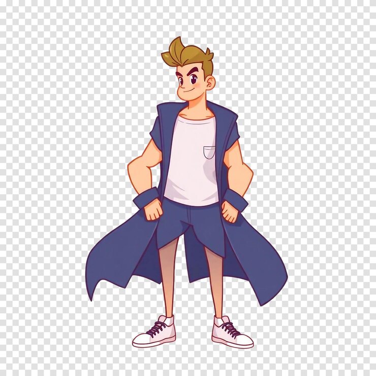 PSD pewny siebie chłopiec z anime