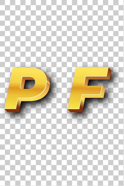 PSD Золотая икона логотипа pf изолированный белый фон прозрачный