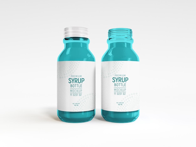 Pharmaceutical Medicine Syrup Bottle Packaging Mockup