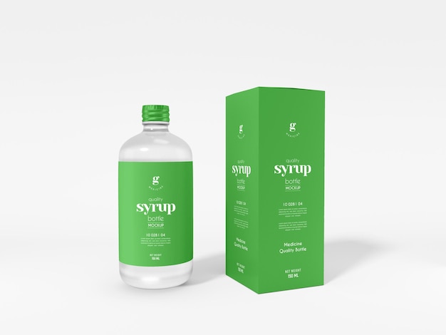 PSD pharmaceutical medicine syrup glass bottle packaging mockup