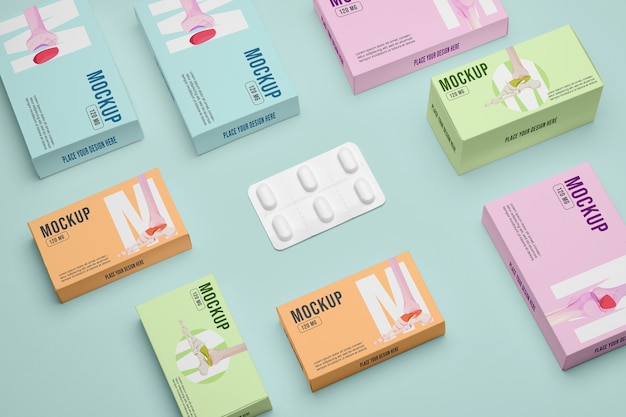 Mockup di progettazione di imballaggi farmaceutici