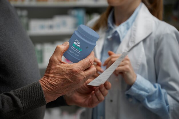 Farmacisti che offrono modelli di farmaci