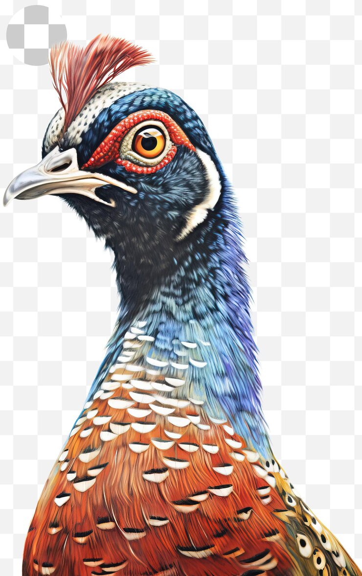 PSD pheasant portrait on transparent background